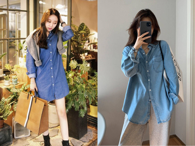 Áo sơ mi denim mặc đẹp từ hè sang thu đông, muốn không đụng hàng phải biết 4 cách phối - 1