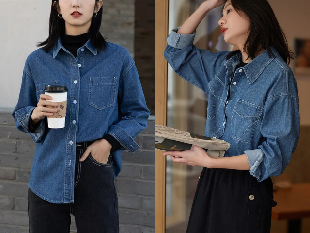 Phối sơ mi denim mặc đẹp từ đông sang hè