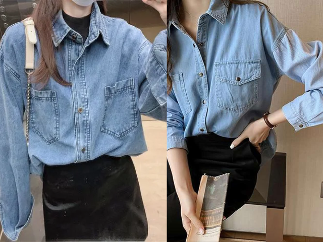 Phối sơ mi denim mặc đẹp từ đông sang hè