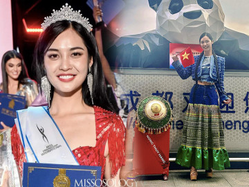 Nông Thuý Hằng đăng quang Á hậu 2 Hoa hậu Hữu Nghị Quốc tế 2023, đi thi không ai hay, lúc về có vương miện