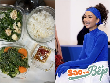 Hoa hậu mộc mạc HHen Niê mang cơm đi làm: Nhìn toàn rau là rau, nết ăn sáng cũng phải có cơm