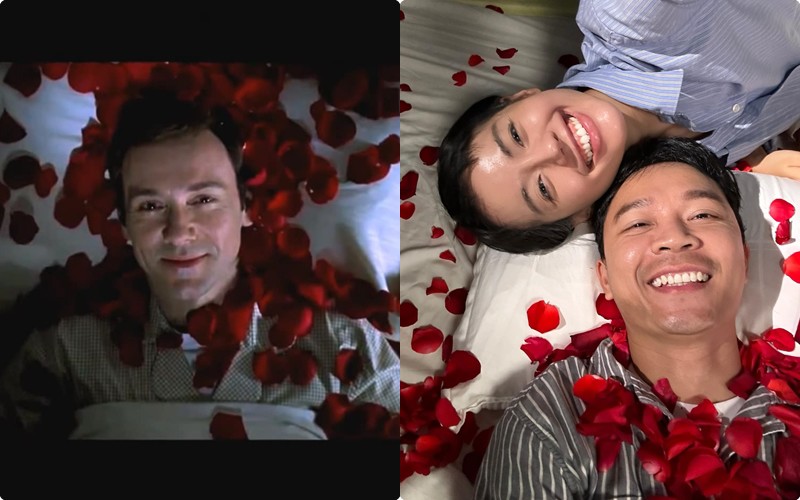 Trong video cũng có sự xuất hiện Lester Burnham được thực hiện bởi bạn trai Vũ Minh Kong đồng thời là chồng sắp cưới của cô nàng.
