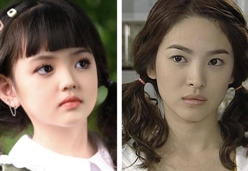 Những bức ảnh diễn viên nhí Đừng làm mẹ cáu được đặt cạnh hình ảnh Song Hye Kyo khi cô đóng phim Full House cho thấy cả hai chẳng khác nào mẹ và con gái.
