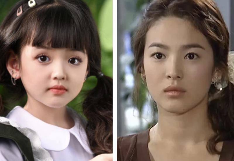 Tuy nhiên đôi mắt của bé gái mẫu nhí này có phần to hơn sao nữ Song Hye Kyo.
