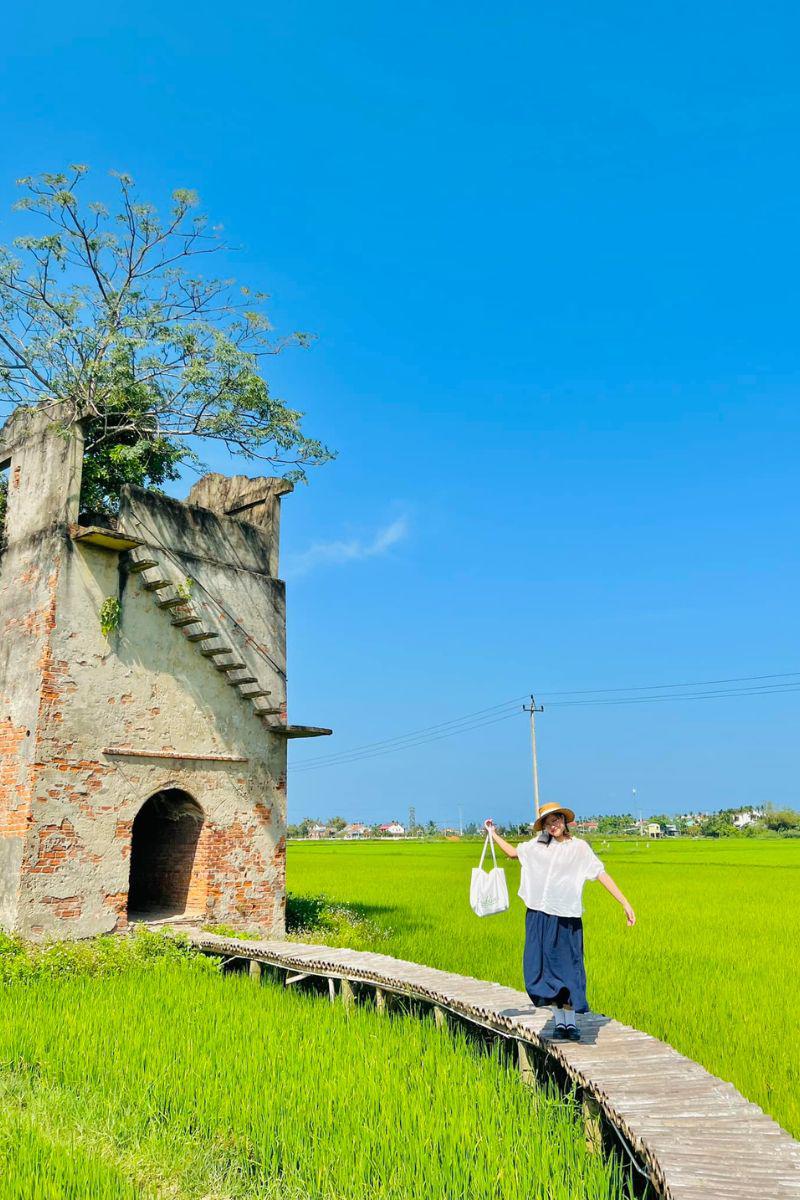 Nhiều bạn trẻ cho hay, thời điểm chụp hình được yêu thích nhất là sáng sớm và chiều tối. Ánh sáng rực rỡ của buổi bình minh trên đồng lúa hay ánh chiều tà dịu nhẹ của hoàng hôn càng tôn lên vẻ đẹp “như một thước phim điện ảnh” của lò gạch cũ.
