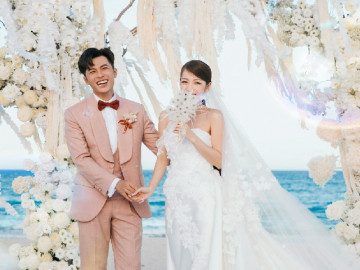 Khung cảnh hôn lễ cổ tích trên biển của Gin Tuấn Kiệt - Puka: Cô dâu khóc nức nở trong đám cưới