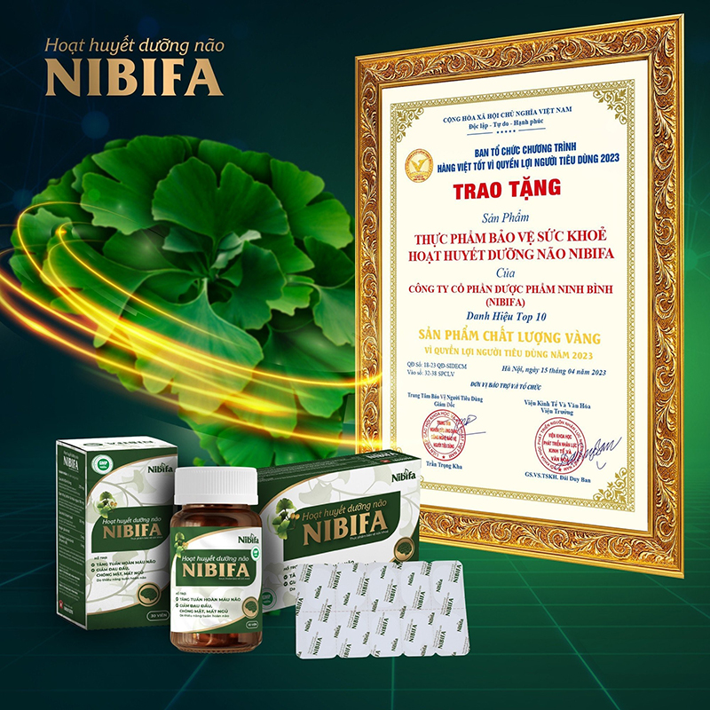 Hoạt huyết dưỡng não của Nibifa đạt giải thưởng sản phẩm chất lượng vàng