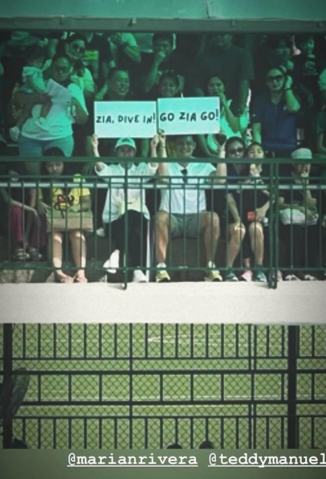 Marian và Dingdong ngồi trên khán đài cổ vũ con gái.