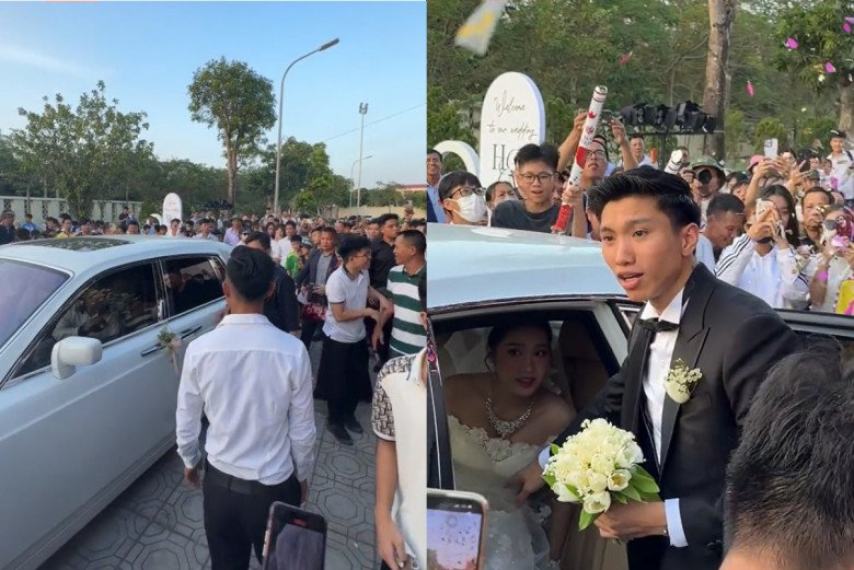 Đoàn Văn Hậu bật khóc trong ngày cưới, đông nghẹt người dân bao vây hôn lễ của anh và Doãn Hải My ở Thái Bình - 2
