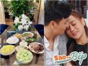 Bếp Eva - Vợ Mạnh Trường khoe mâm cơm nhà, dân mạng soi ngay ra món chồng cô và Phương Oanh ăn với nhau