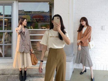 Quần áo màu đất dễ trông già, nhưng cô nàng Thượng Hải biết cách phối vẫn trẻ phơi phới