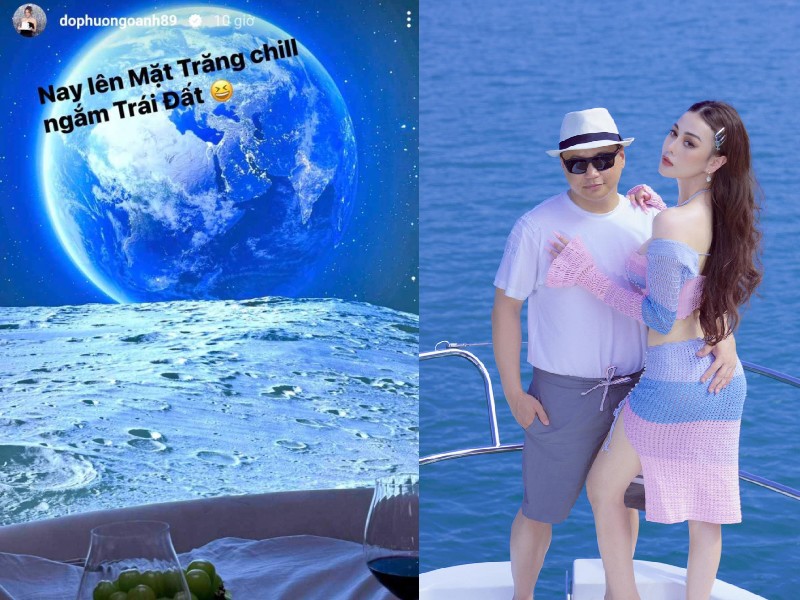 Mới đây trên trang cá nhân, Phương Oanh đã đăng tải khoảnh khắc cực chill khi cùng ông xã thư giãn, cùng nhau xem phim. Trong không gian riêng tư chỉ có 2 người, nữ diễn viên hào hứng viết: "Nay lên Mặt Trăng chill ngắm Trái Đất". 
