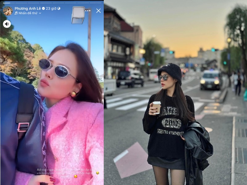 Trên Facebook của mình, Phanh Lee đăng tải khoảnh khắc đi du lịch cùng chồng. Nữ diễn viên không quên “flex” nhẹ: “Biết tính vợ ngựa ngựa đi chơi mà không có ảnh đẹp là bị dỗi nên tìm công viên xong dắt tui ra kiếm lá đỏ chụp ảnh, cưng gì đâu".
