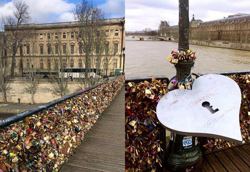 Pont des Arts - Pháp. Toạ lạc tại kinh đô ánh sáng Paris, Pont des Arts đã trở thành cây cầu biểu tượng tình yêu, nơi các cặp đôi trao nhau những nụ hôn và cùng viết lên lời ước hẹn trên khoá tình yêu.

