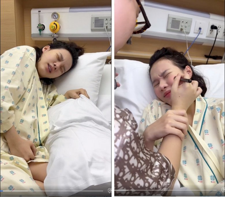 Song quá trình tút tát này không hề dễ dàng khi cô nàng liên tục nhăn nhó vì những cơn gò.