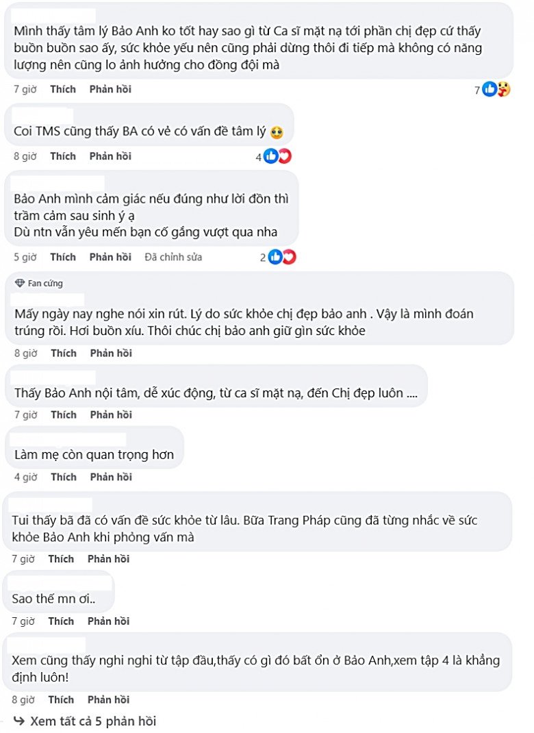 Diễn biến này từ Bảo Anh nhận được nhiều sự quan tâm của khán giả. Ngay trên fanpage chương trình, dân mạng đã để lại nhiều bình luận.