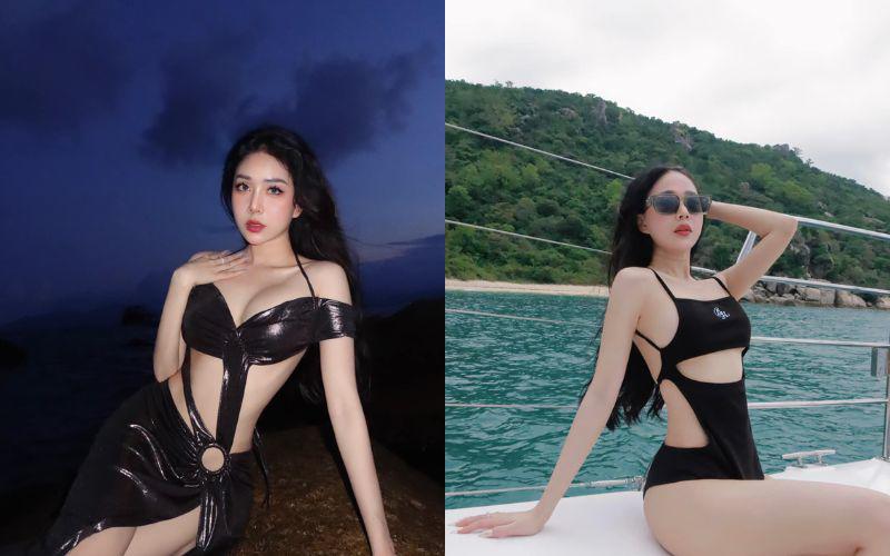 Style đi biển đa sắc màu, khi thì mặc đầm cut - out, lúc lại diện bikini táo bạo giúp Lục Anh lúc nào cũng trông thời thượng và mới mẻ trong mắt dân tình. 
