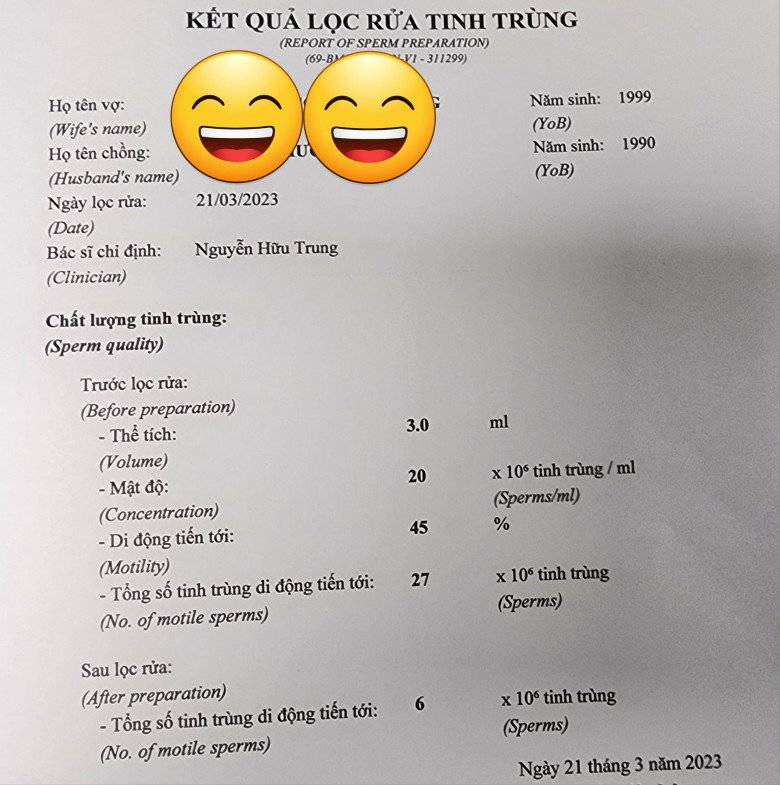 Bản thân chị Thủy có dự trữ buồng trứng thấp khi chỉ số AMH chỉ 1,56 còn chồng chị bị giảm nhẹ tinh trùng. (Ảnh: BSCC)