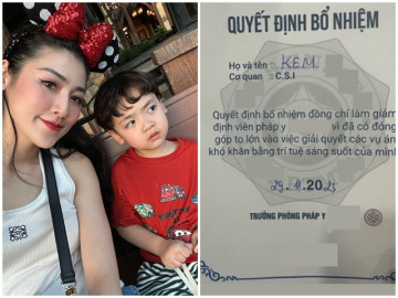Con học mẫu giáo học phí 250 triệu đồng/năm, Á hậu Tú Anh tự hào khi bé có quyết định bổ nhiệm