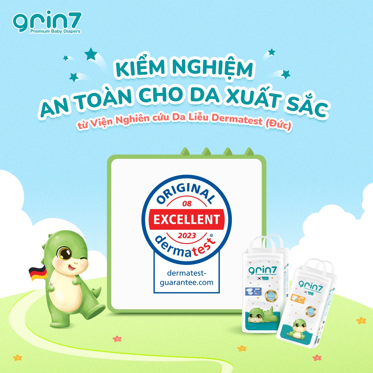 Grin7 đạt chứng nhận Demartest an toàn cho làn da nhạy cảm