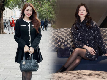 Cao chưa tới 1m6, Hoà Minzy và Song Hye Kyo đụng ý tưởng ăn mặc, kéo chân dài miên man