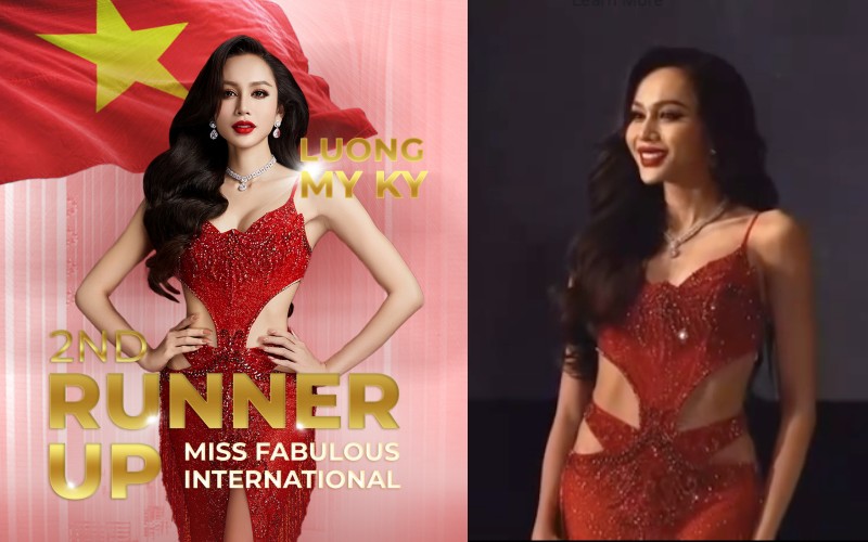 19h ngày 2/12, Lương Mỹ Kỳ đại diện Việt Nam chinh chiến tại đấu trường Miss Fabulous 2023 tại Thái Lan. Cô xuất sắc dành vị trí Á hậu 2 chung cuộc.
