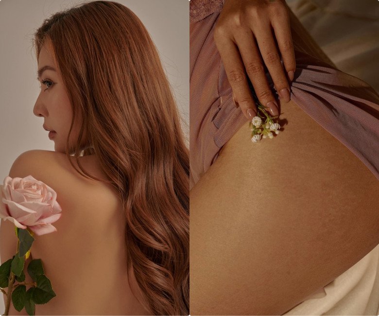 Trước đó, cô còn thực hiện 1 bộ ảnh với concept khác. Người đẹp bán nude và có cả những khoảnh khắc vén váy tiết lộ làn da rạn ở mông đùi.