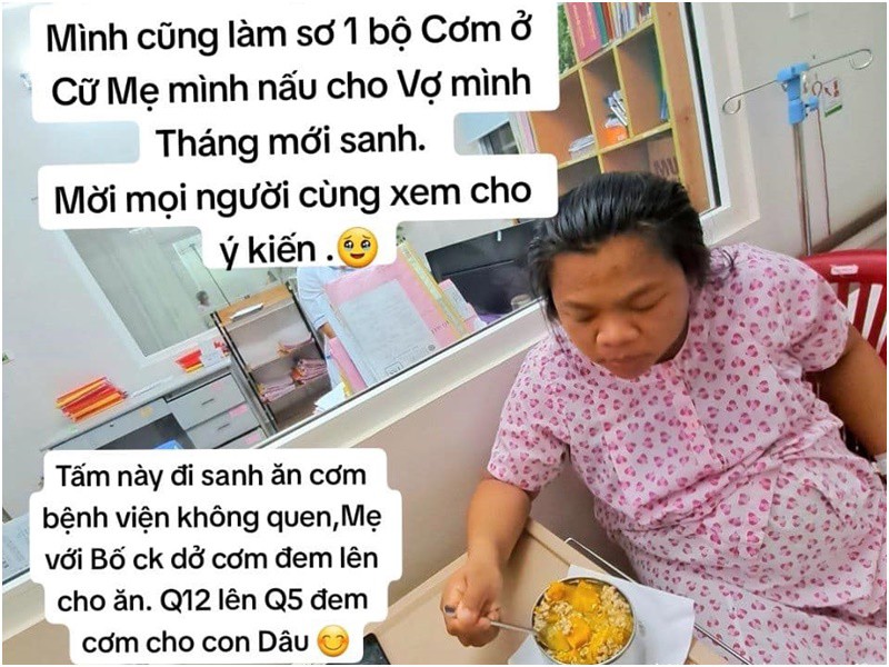 Sau sinh, việc ăn uống của vợ luôn là vấn đề được anh và cả nhà quan tâm.
