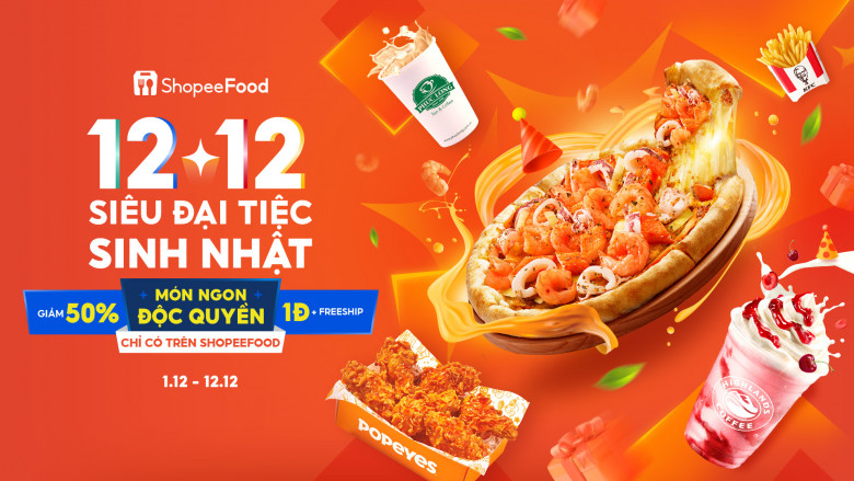 “12.12 Siêu Đại Tiệc Sinh Nhật” chính là bữa tiệc cuối cùng trong năm mà các “thực thần” không nên bỏ lỡ, loạt deal hời và voucher xịn mịn sẽ được ShopeeFood “khao mời” mỗi ngày.