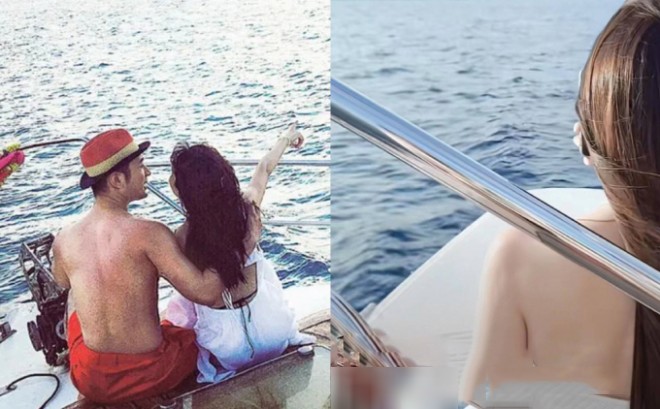 Diệp Kha khoe video đi du lịch biển (trái) nhưng nhận về bình luận ảnh Huỳnh Hiểu Minh và Angelababy (phải) thời quá khứ.