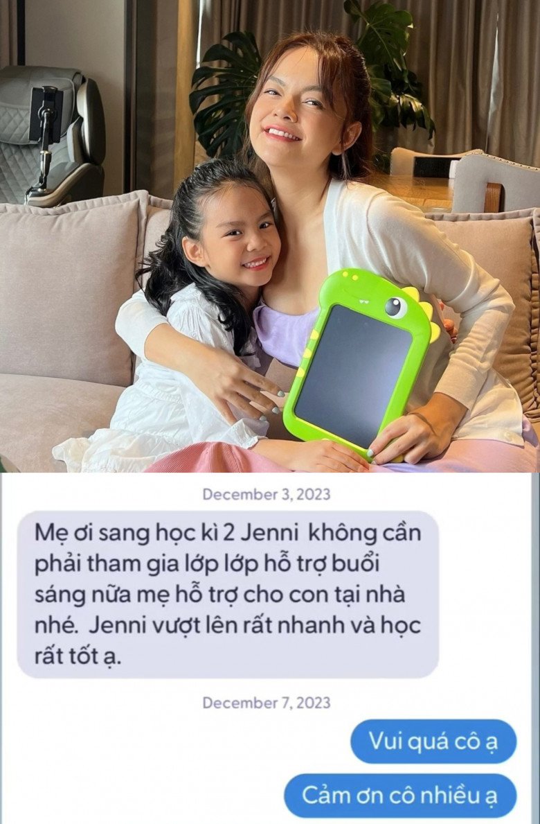 Bé Tuệ An được miễn học lớp hỗ trợ khiến mẹ vui mừng.