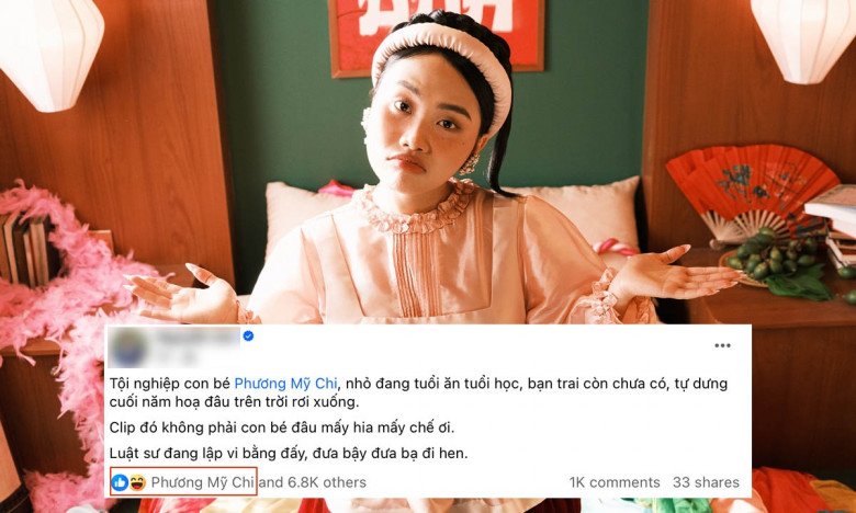 Một tài khoản có tick xanh lên tiếng bênh vực Phương Mỹ Chi. Nữ ca sĩ cũng có động thái thả tim dưới bài viết này.
