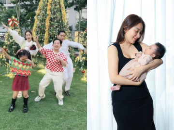 Khánh Thi bế con sơ sinh bằng 1 tay nhảy múa theo Phan Hiển, Lisa nằm im cũng thu hút sự chú ý