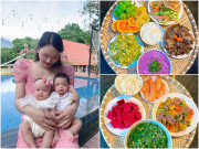 Bà bầu - Mẹ bỉm sinh đôi vẫn vào bếp nấu cơm cữ cho mình và cả nhà cùng ăn, nhìn mâm cơm ai cũng thèm