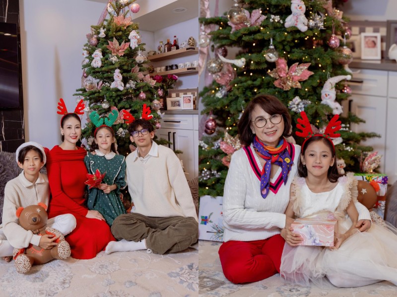Hoa hậu Hà Kiều Anh đăng tải bộ ảnh đón lung linh bên mẹ ruột và 3 con. Nàng hậu nhắn nhủ: "Kiều Anh mến chúc mọi người một mùa giáng sinh an lành và hạnh phúc. Hãy tận hưởng một mùa lễ hội trọn vẹn, đầy ắp tiếng cười mọi người nhé".
