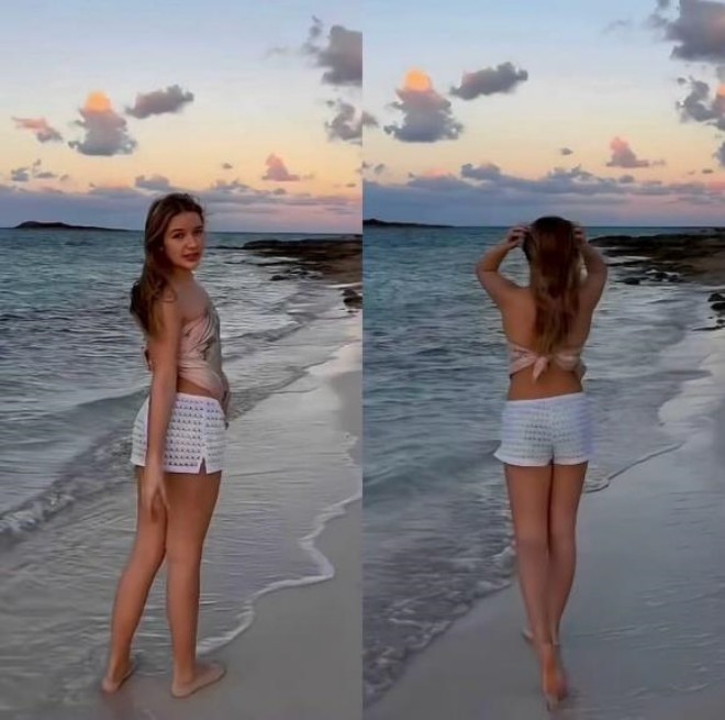 Harper gây sốt với diện mạo tuổi 12 và đôi chân thẳng tắp.