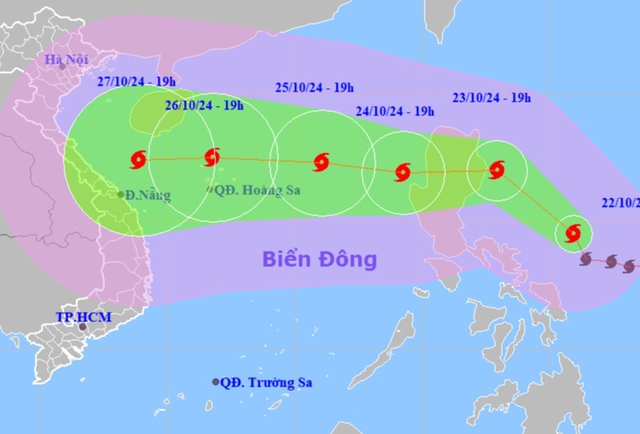 Bão Trami di chuyển lệch về phía Tây Bắc, cảnh báo nguy hiểm cho khu vực Trung Bộ