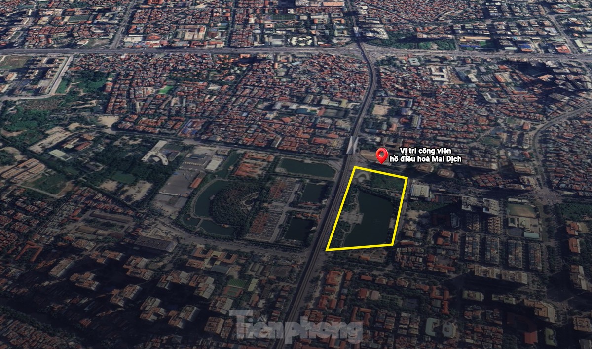 Vị trí công viên hồ điều hoà mai dịch trên bản đồ. (Ảnh: Google Maps)