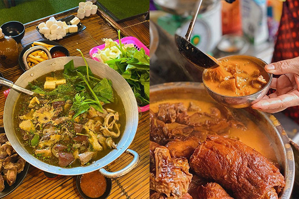 Thắng cố (trái) và phá lấu (phải). Ảnh: foody và saigoneer