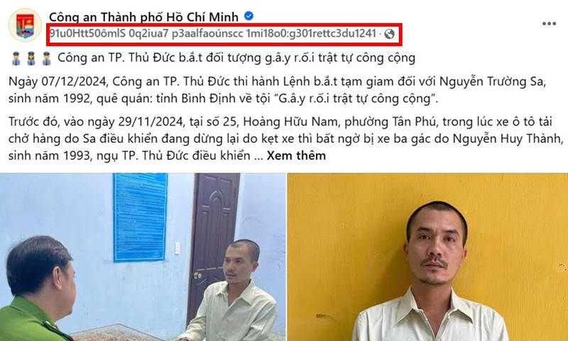  Phần ngày giờ, vị trí bài đăng chuyển thành những đoạn mã lạ - Ảnh chụp màn hình Facebook.Ảnh voh.