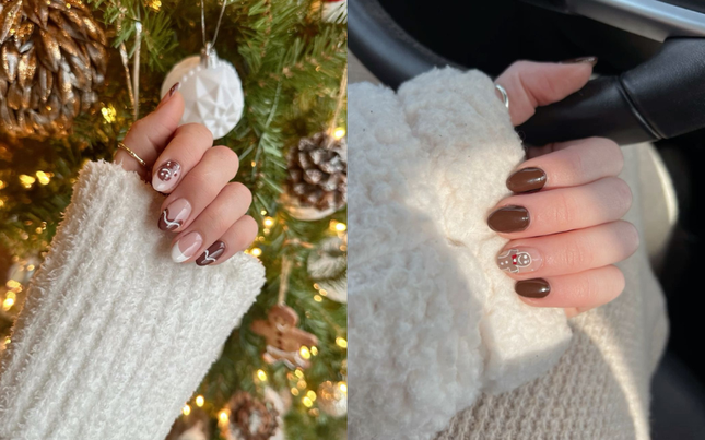 Sắc thái trung tính của mẫu nail Noel này cực kỳ tôn da, giúp các chị em dễ dàng lựa chọn bản phối trang phục mùa Đông.