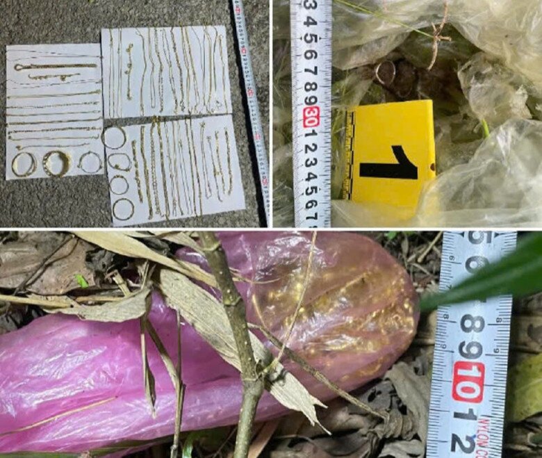 Số vàng trộm được, Huy cho vào nhiều túi bóng giấu tại các bãi đất trống.