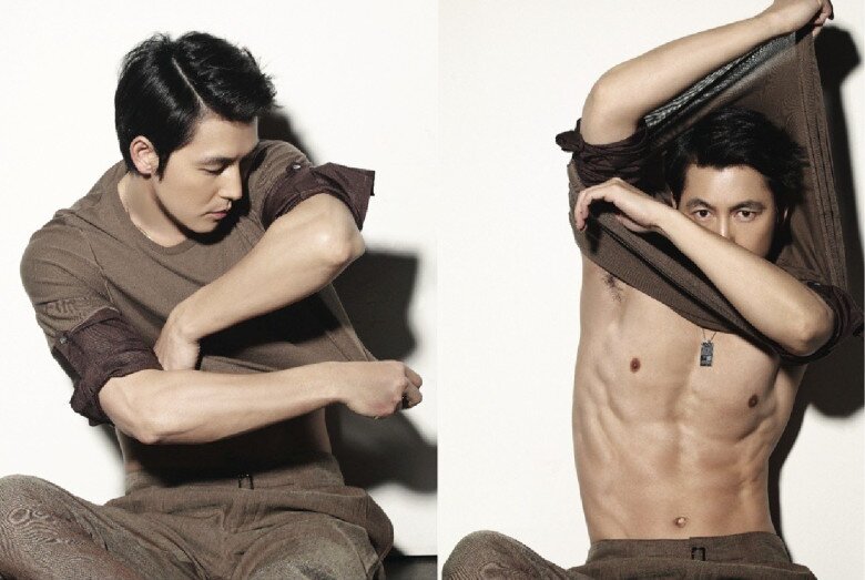 Body vạm vỡ của tài tử Jung Woo Sung.