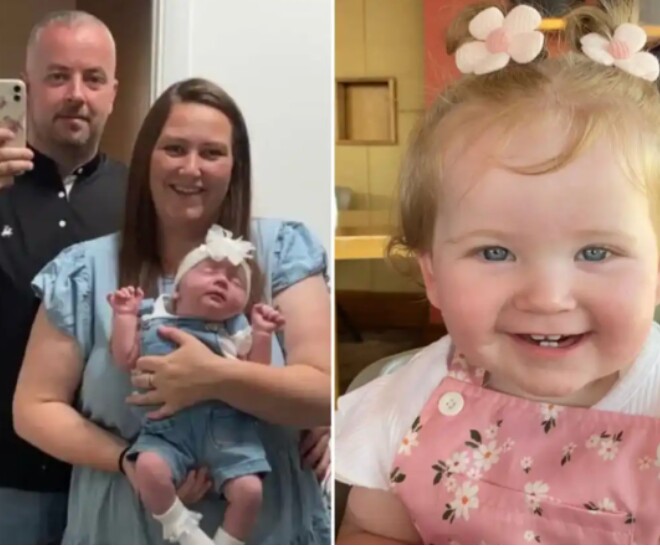 Vợ chồng Georgina và con gái Rylee. Ảnh The Sun