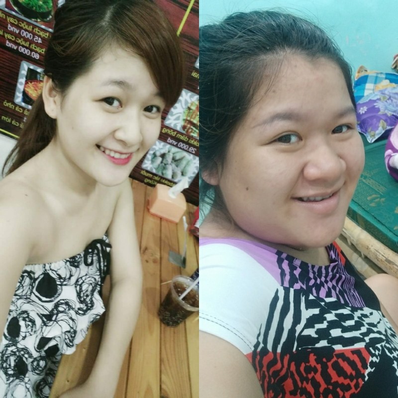 Gương mặt nở khiến các nét đều thay đổi.