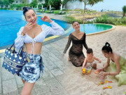 Thời trang - Bà mẹ U40 đưa con đi biển, mặc đồ xuyên thấu khoe đường cong nhưng ai cũng ngỡ ngàng