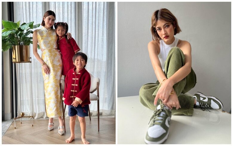 Bà mẹ 2 con xinh đẹp và hạnh phúc.