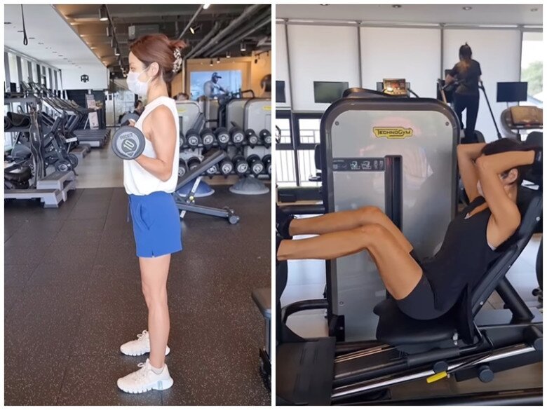 Bà mẹ một con chăm chỉ trong phòng tập gym.