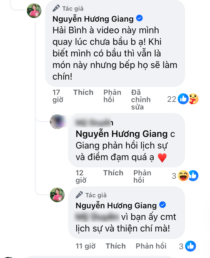 Hương Giang khéo léo trả lời bình luận của cư dân mạng.