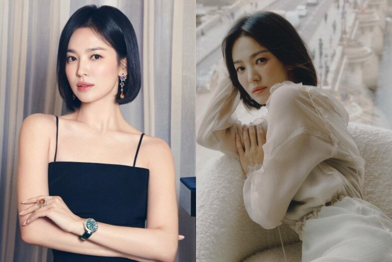 Song Hye Kyo trông như trẻ lại 10 tuổi với kiểu tóc ngắn uốn cụp rất dễ chăm sóc.